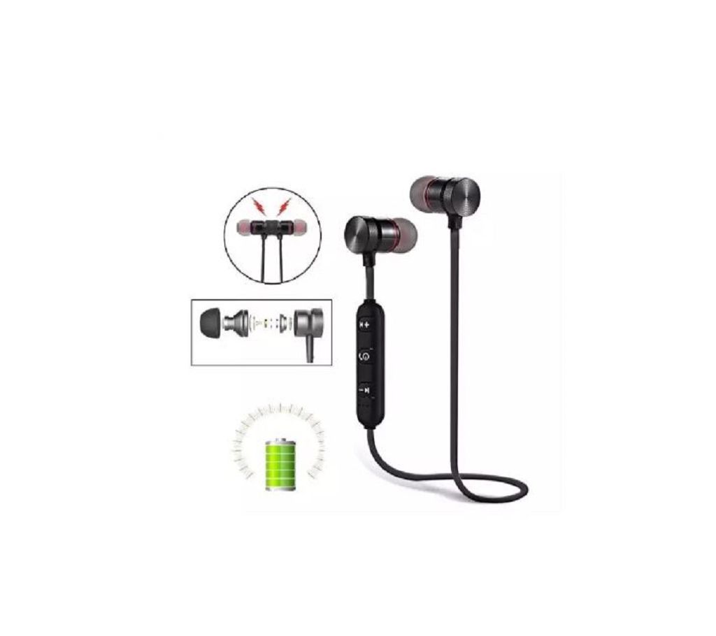 Wireless Sports Bluetooth Magnet Earphone Bluetooth Headset with Mic (Multicolor, In the Ear)