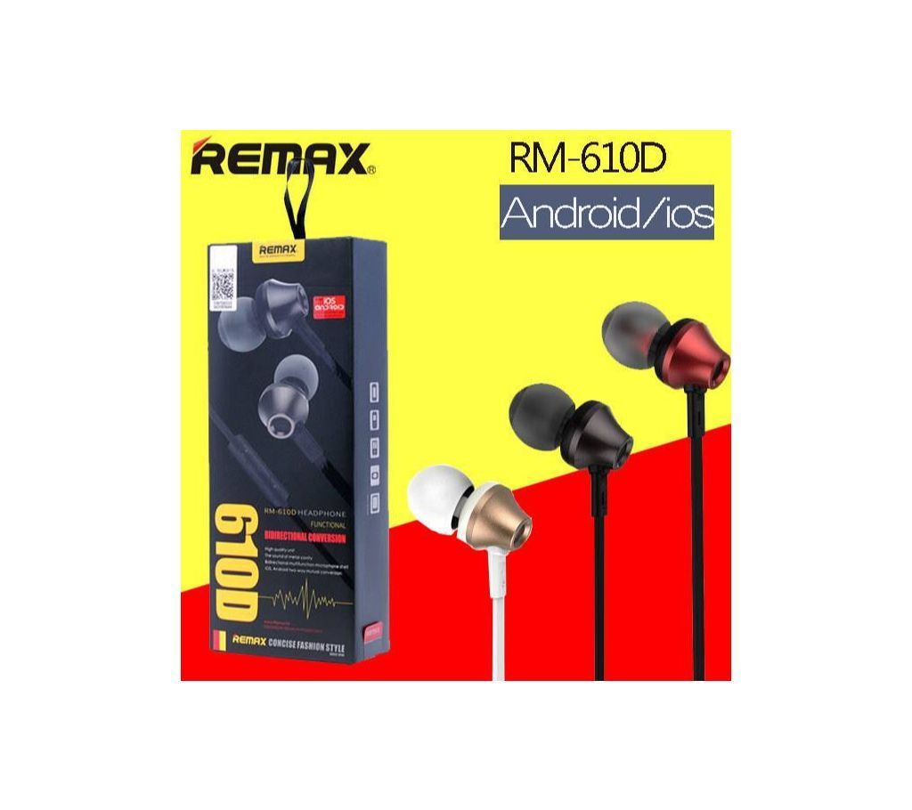 Remax Earphone 610D Original Headphone for Smart Mobile Phone