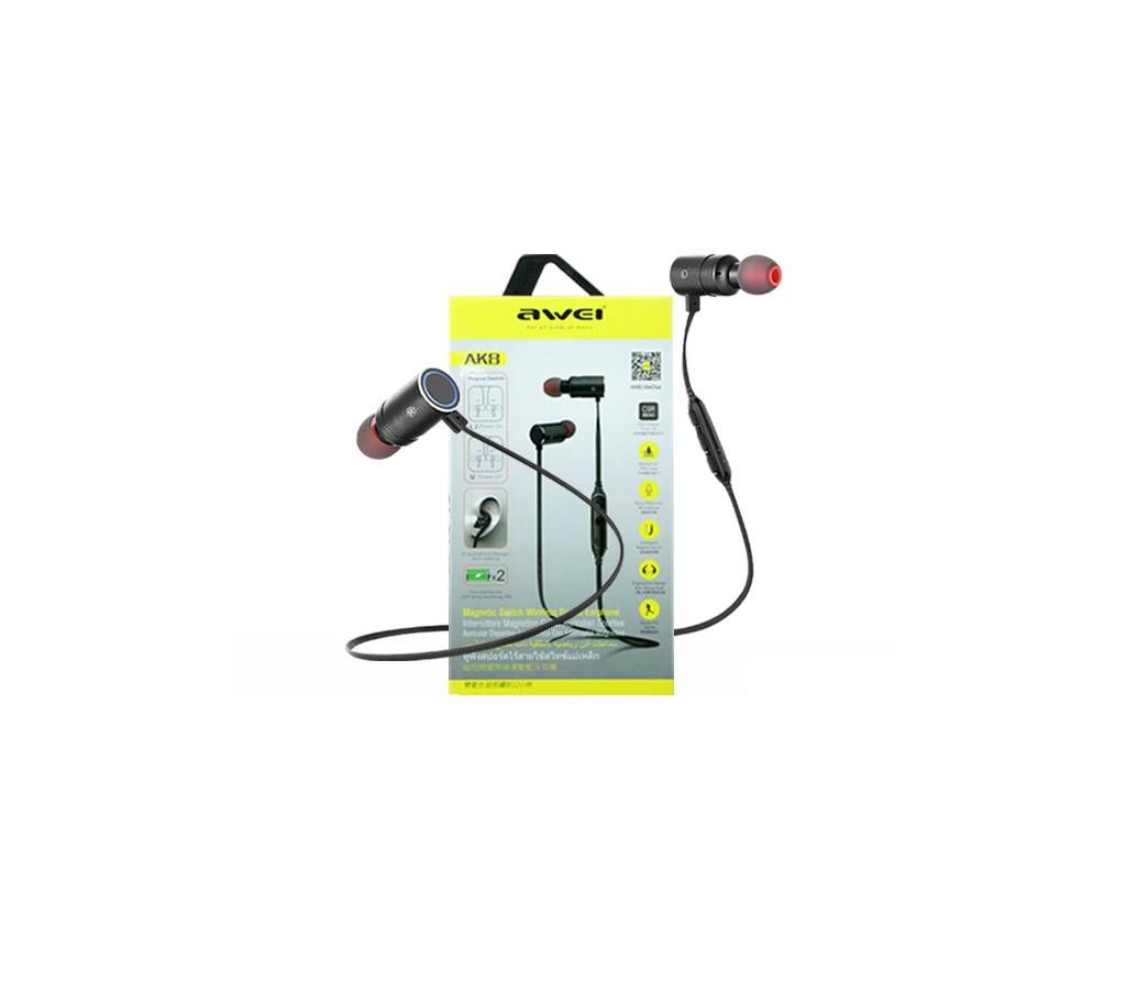 Awei AK8 Stereo Sports Waterproof Bluetooth Earphone - BLACK