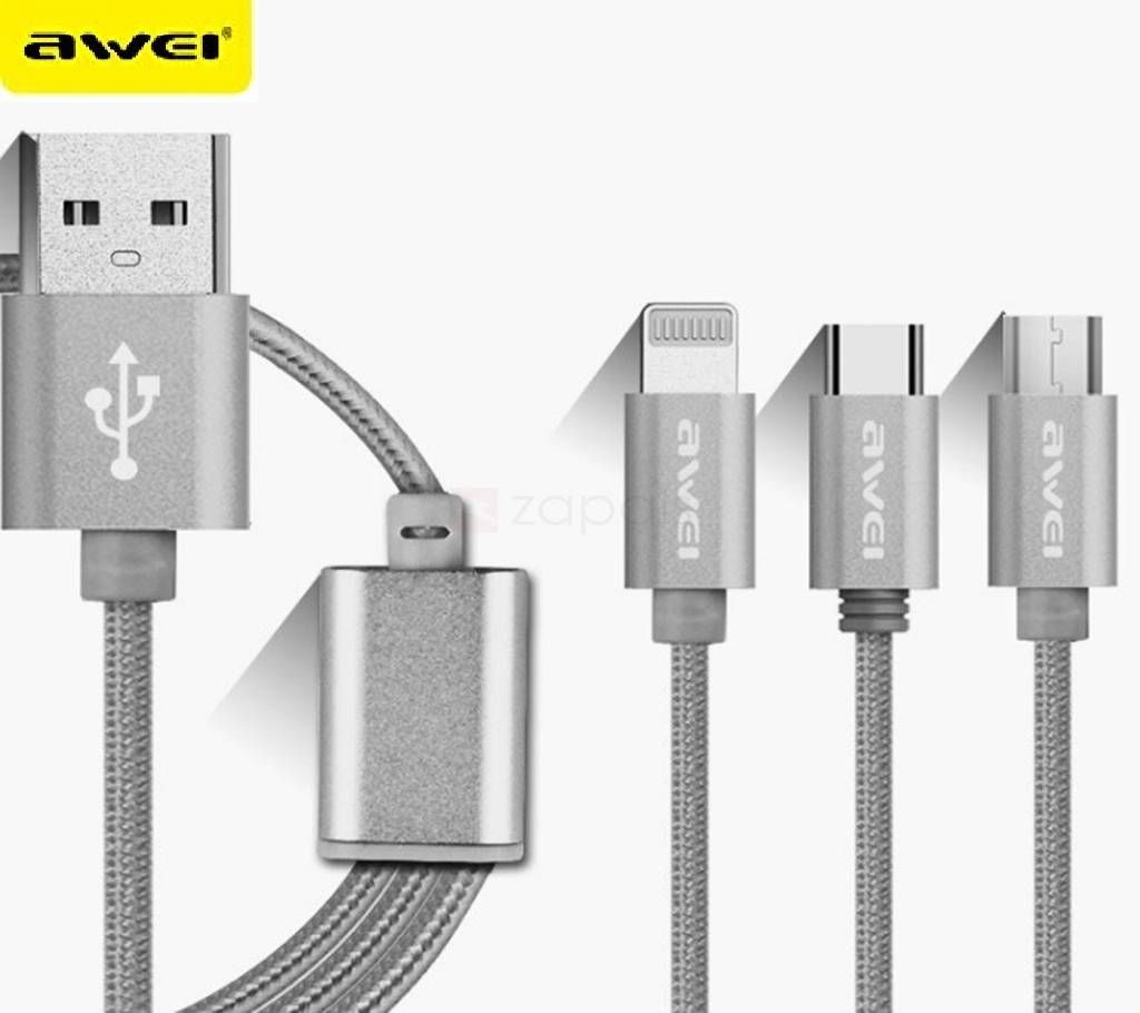 Awei 3 In 1 Data Cable (Iphone, Type-C, Micro USB)