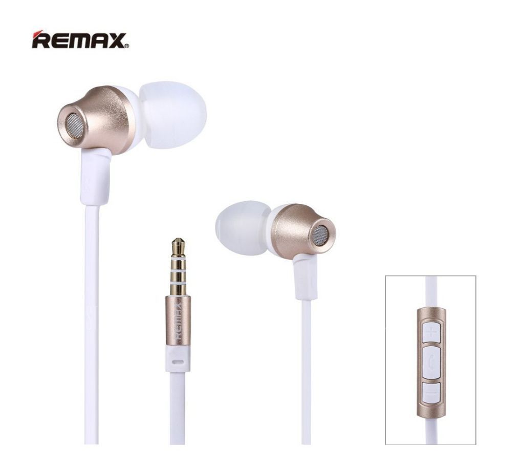 Original Remax RM 610D Stereo Music In-Ear Earphone - White+Golden