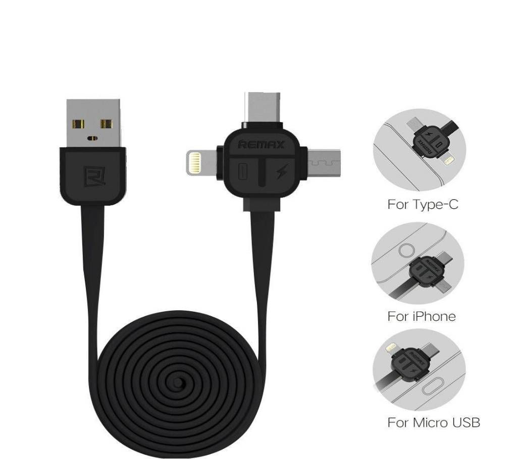"REMAX Lesu 3 in 1 Data Cable RC-066th for iPhone+Micro+Type C