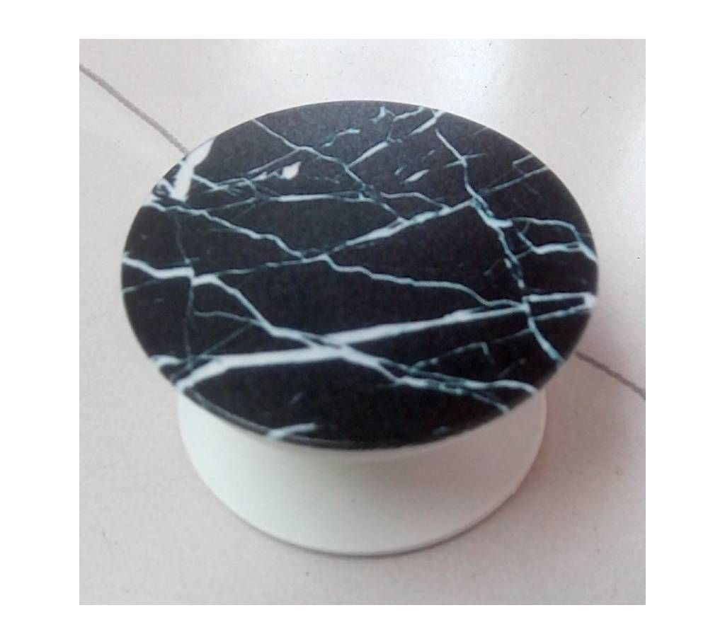 Phone Grip Holder Pop Socket Beautiful Black Marble printed, Collapsible, Expandable, Re-Usable Pop Up Stick