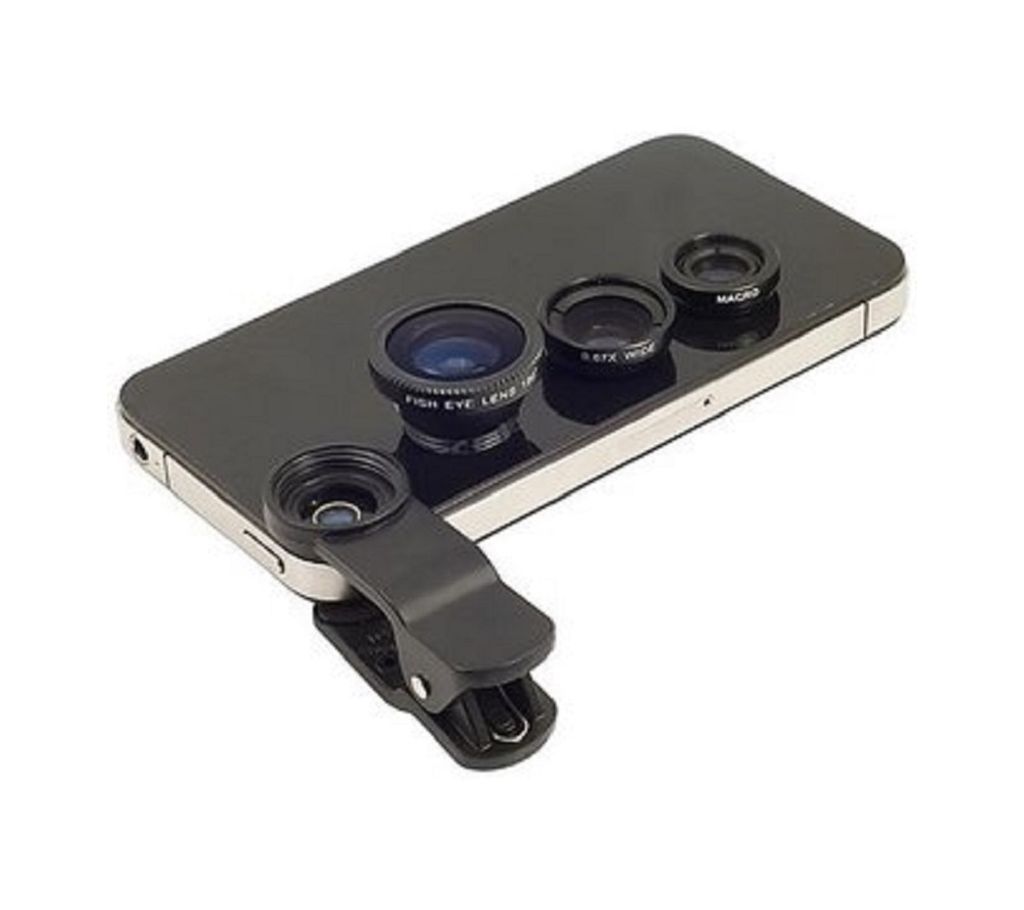 3-in-1 Universal Mobile Clip-on Lens - Black