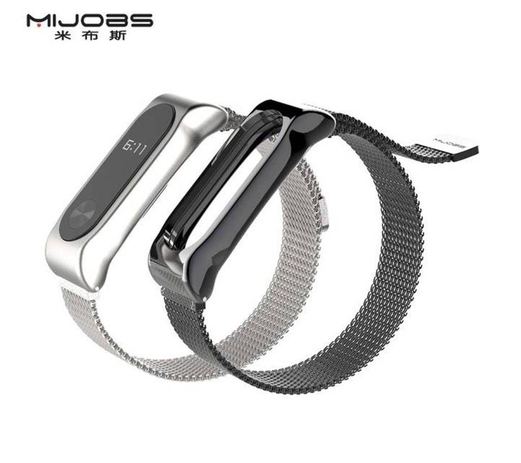 Mi Band 2 Magnetic Buckle Metal Stainless Steel Strap - Blac