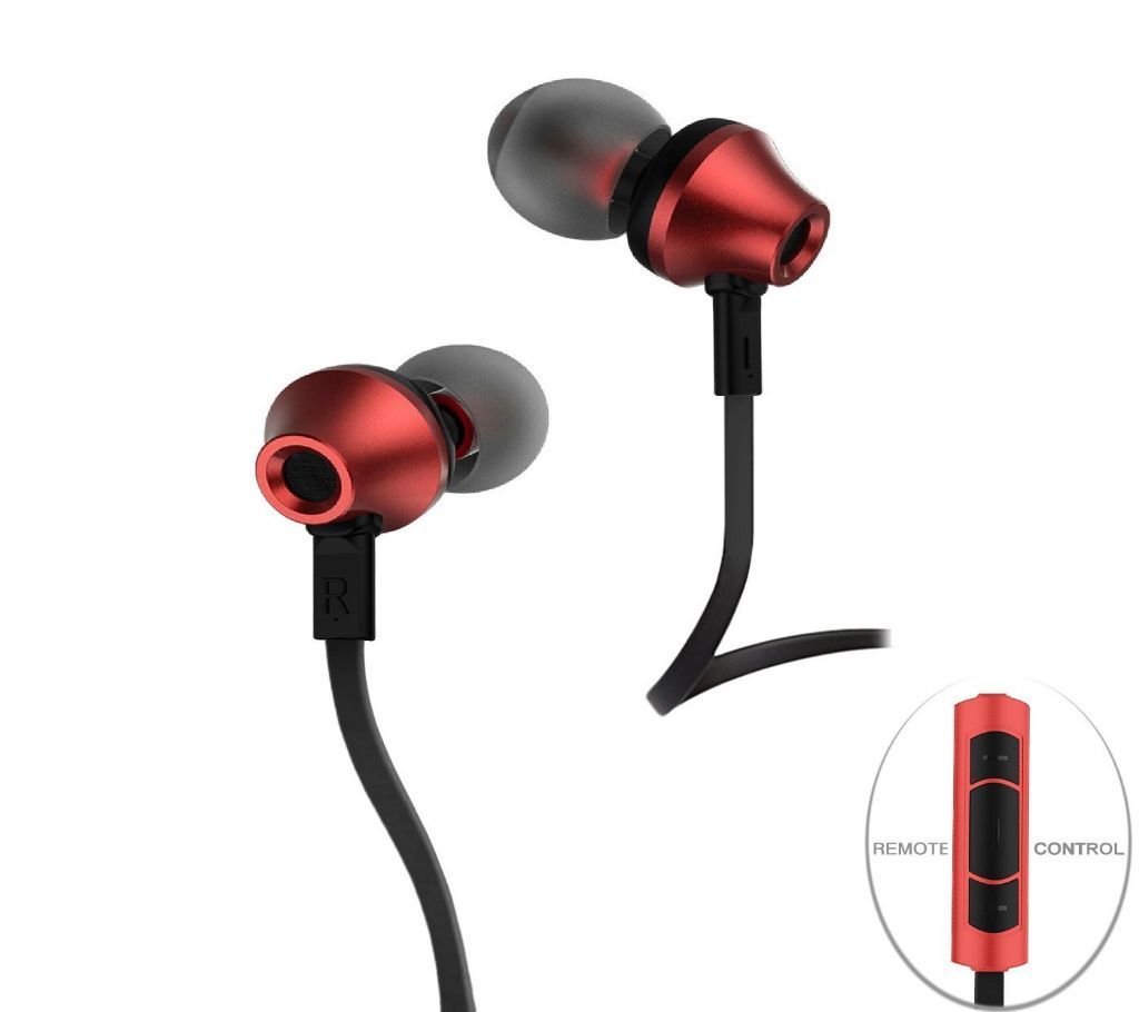 Original Remax RM 610D Stereo Music In-Ear Earphone - Black+Red