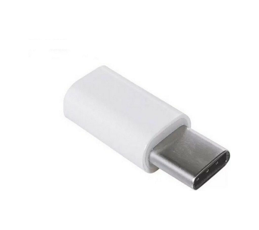 White Micro USB To Type-C Charging Converter