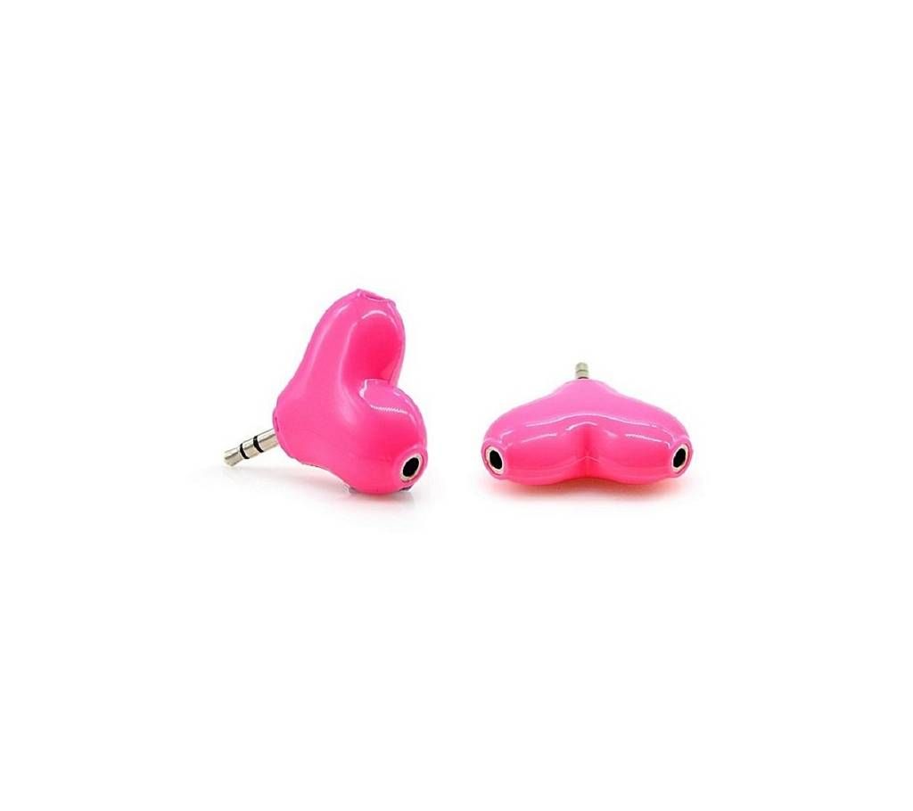 Heart-Shaped 3.5mm Jack Aux Earphone Music Listening Dual Splitter