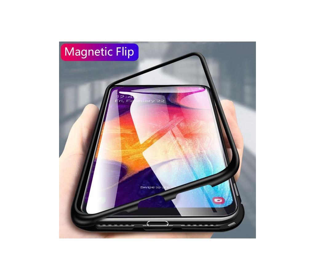 Magnetic Adsorption Metal Tempered Glass Flip Cover Case For Samsung A50/A30 Case Fundas Shells Capa