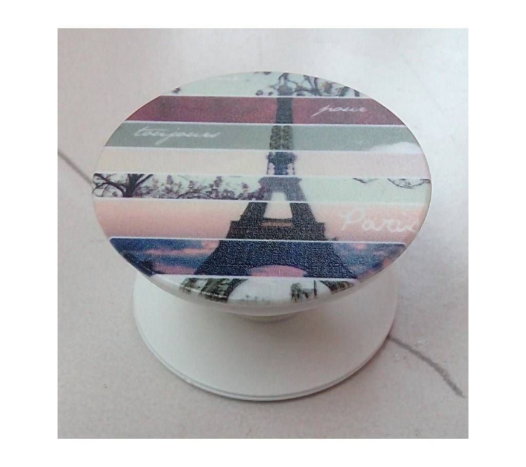 Phone Grip Holder Pop Socket Beautiful Eiffel printed, Collapsible, Expandable, Re-Usable Pop Up Stick