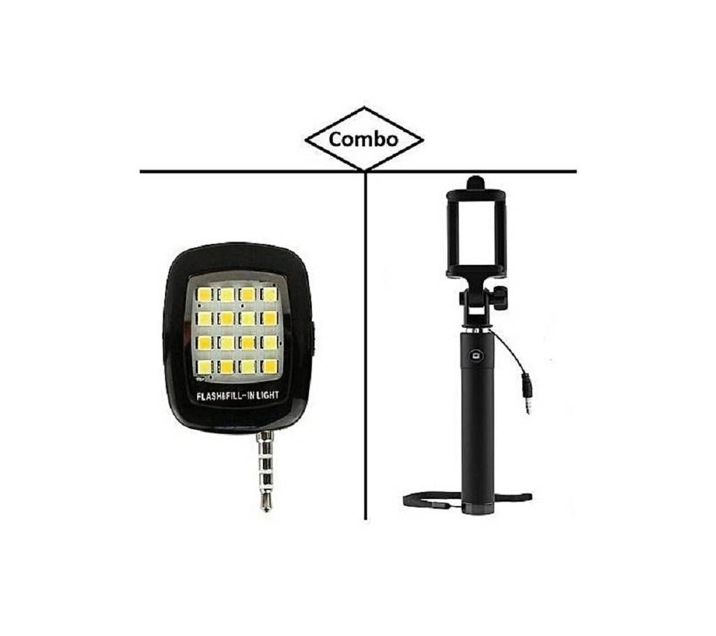 LED Selfie Flash Light With Selfie Stick