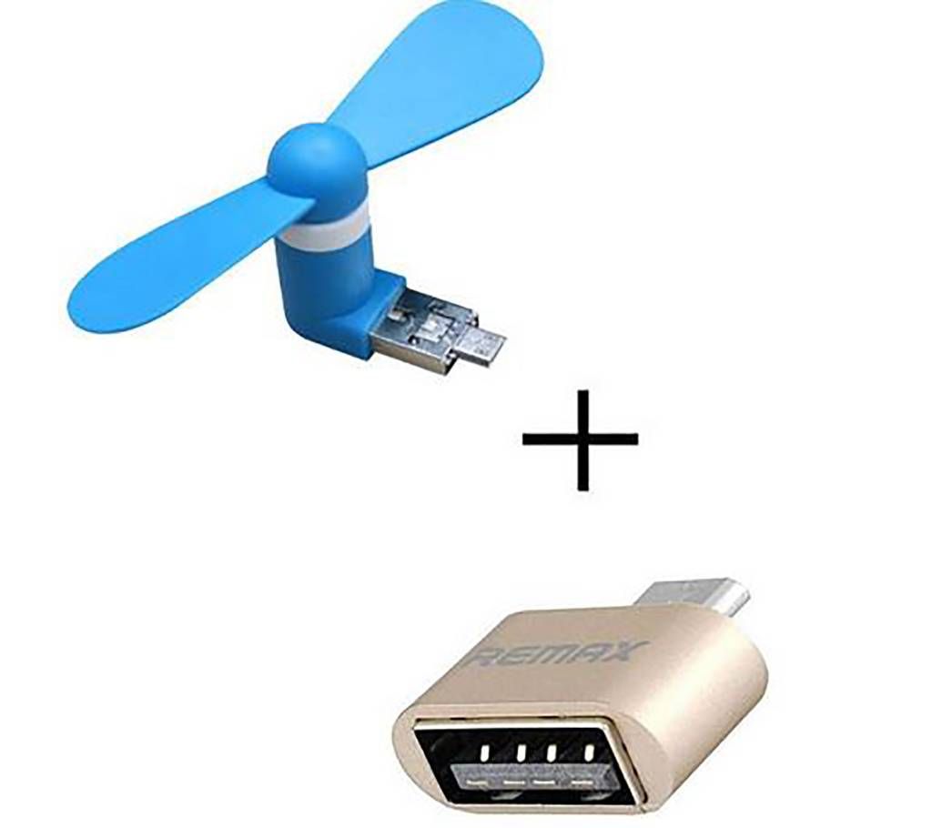 Remax OTG converter+USB OTG fan combo