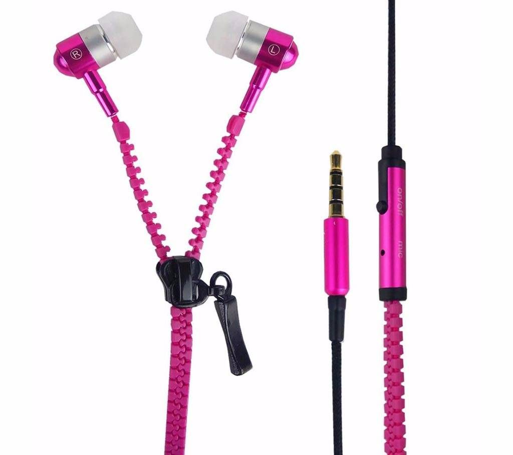 Zipper Earphone -Hot pink