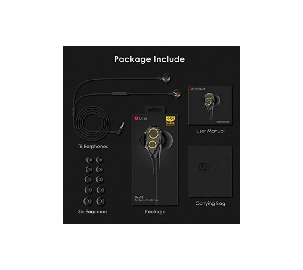 Uii Sii BA-T8 - In-Ear Earphone - Black