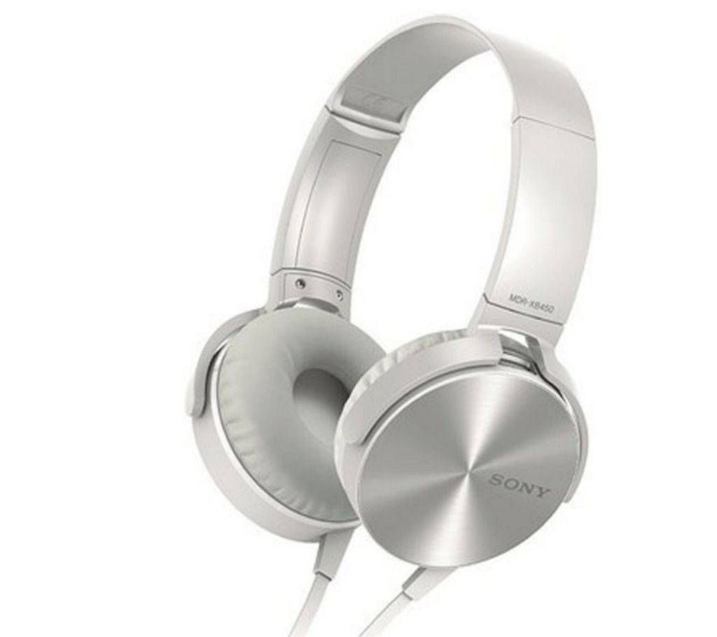 SONY MDR XB-450 Ear Headphones With Extra Bass-White-Copy