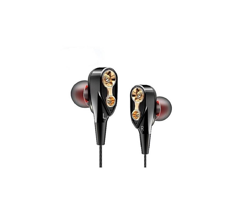 QKZ CK8 Dual Driver Audifonos Stereo Bass Sport Earphones - Black