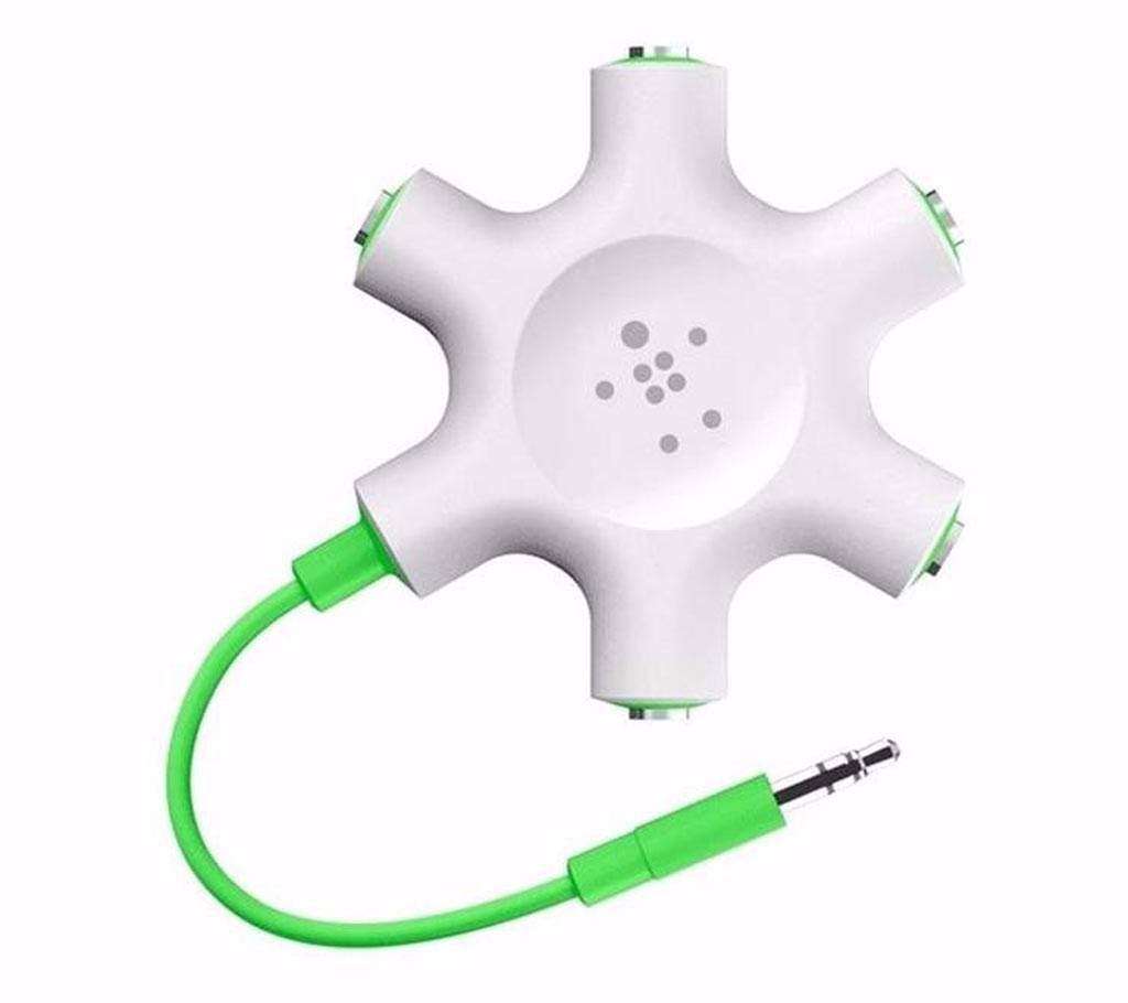 Rockstar Head Phone Multi Splitter - White and Green
