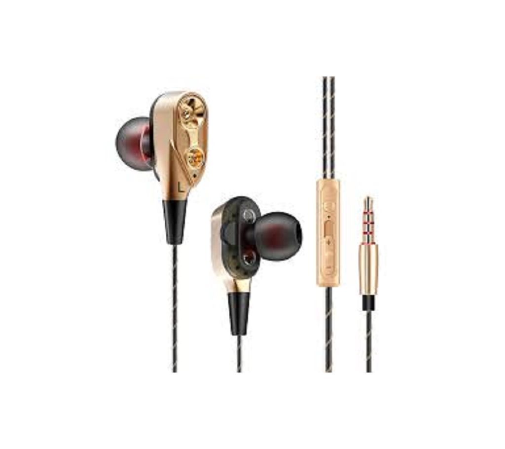 QKZ Ck8 Wired Dual Moving Coil Heavy Bass Stereo In-Ear Earphone With Microphone Line Control