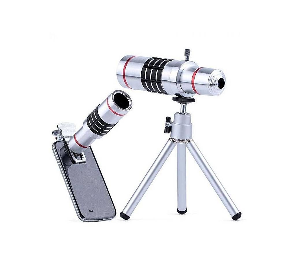 18X Zoom Telescope Camera Lens for Smart Phone - Silver