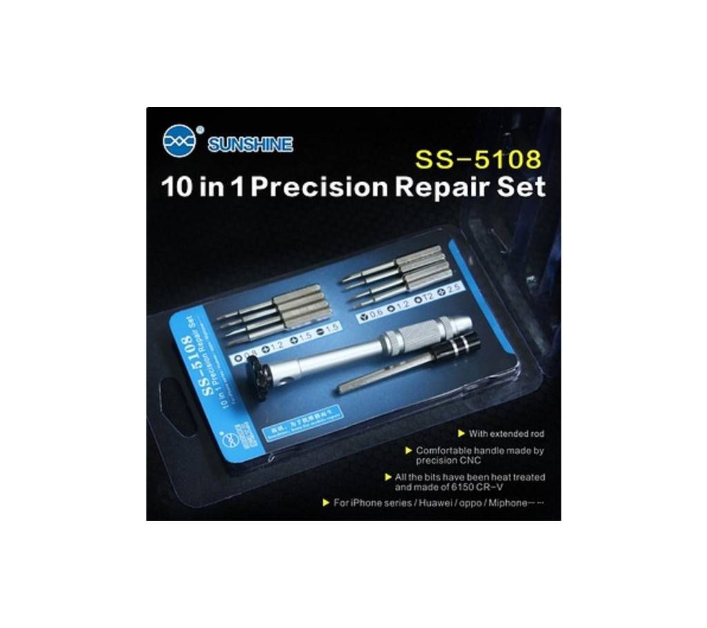 SUNSHINE SS 5108 Mobile Phone Repair Tools Kit 10 In 1 Screwdriver Hand Tool Kit For Cellphone