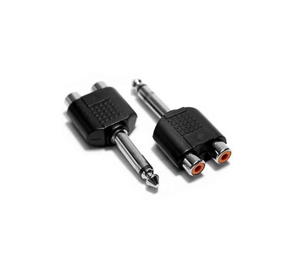 6.35mm (1/4 Inch) Mono Plug to 2 RCA Jack Splitter Adaptor