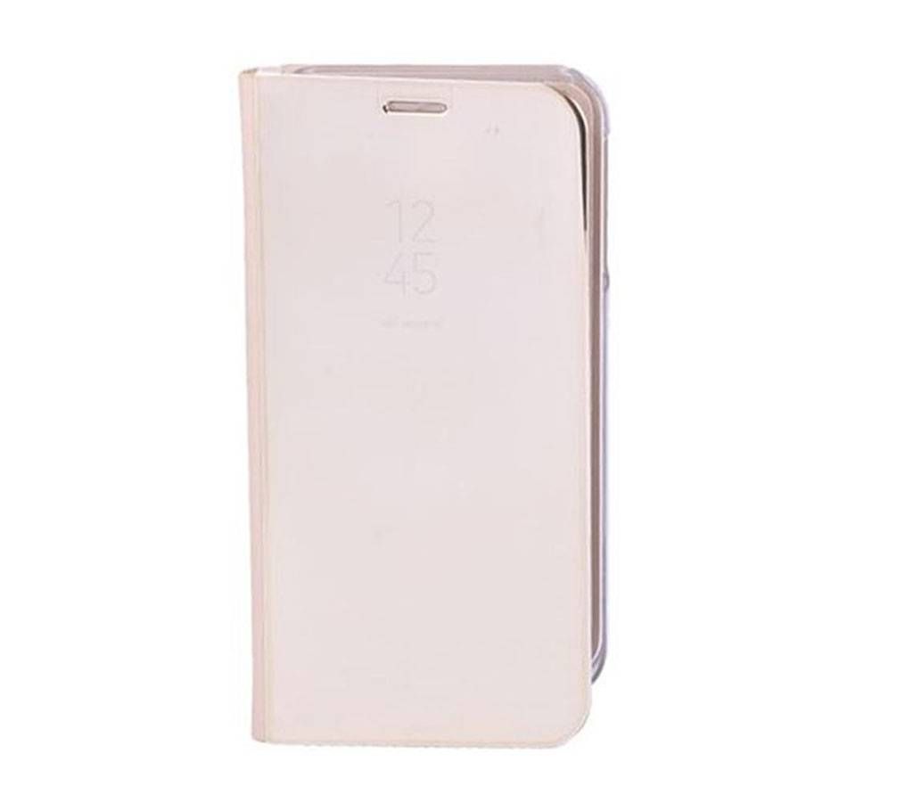 Clear View Flip Cover for Galaxy J7 pro - Gold