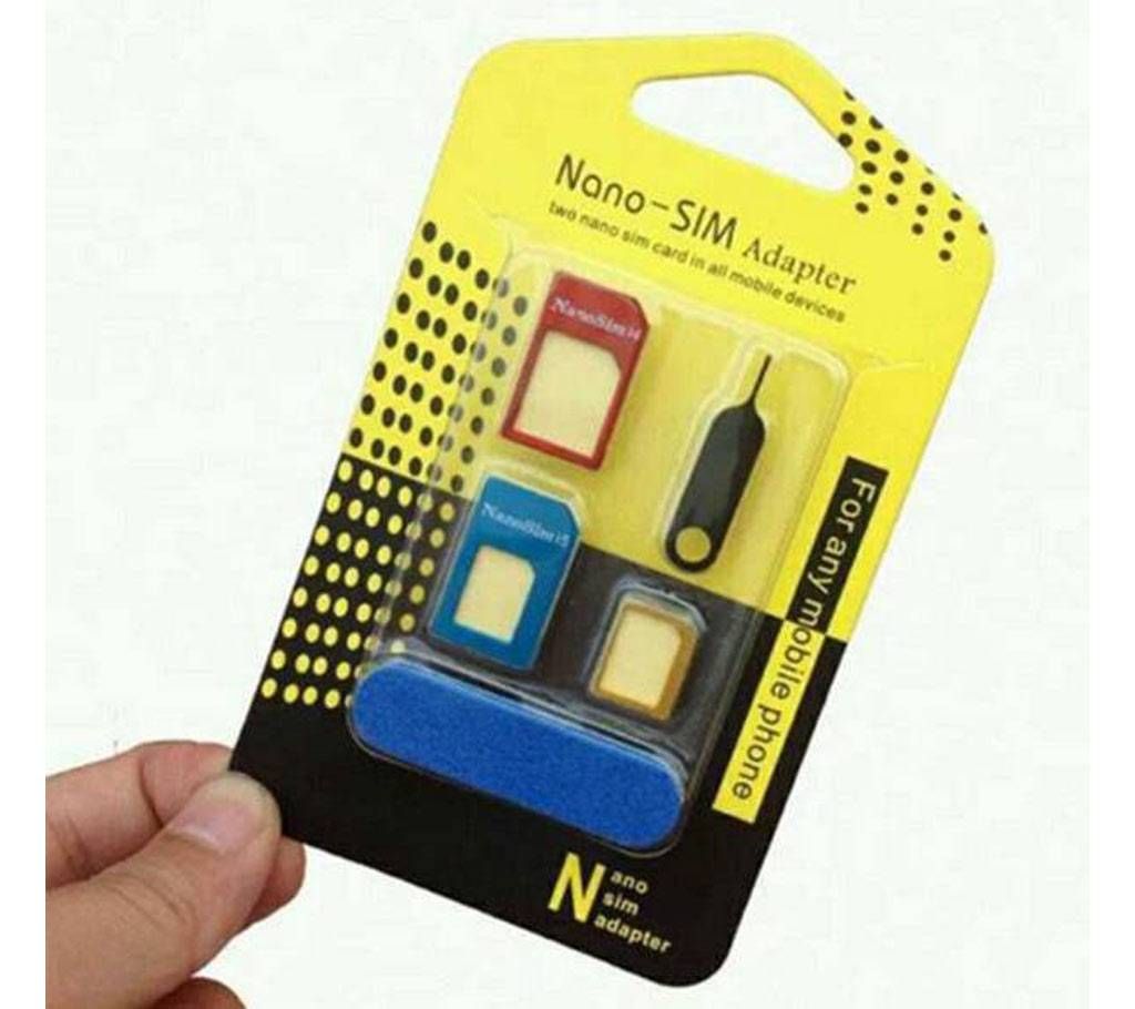 5 in 1 Metal Nano SIM Card to Micro Standard Adapter 