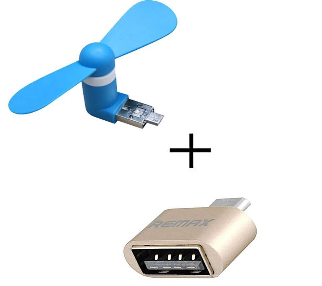 Remax OTG Converter + USB OTG fan Combo Offer