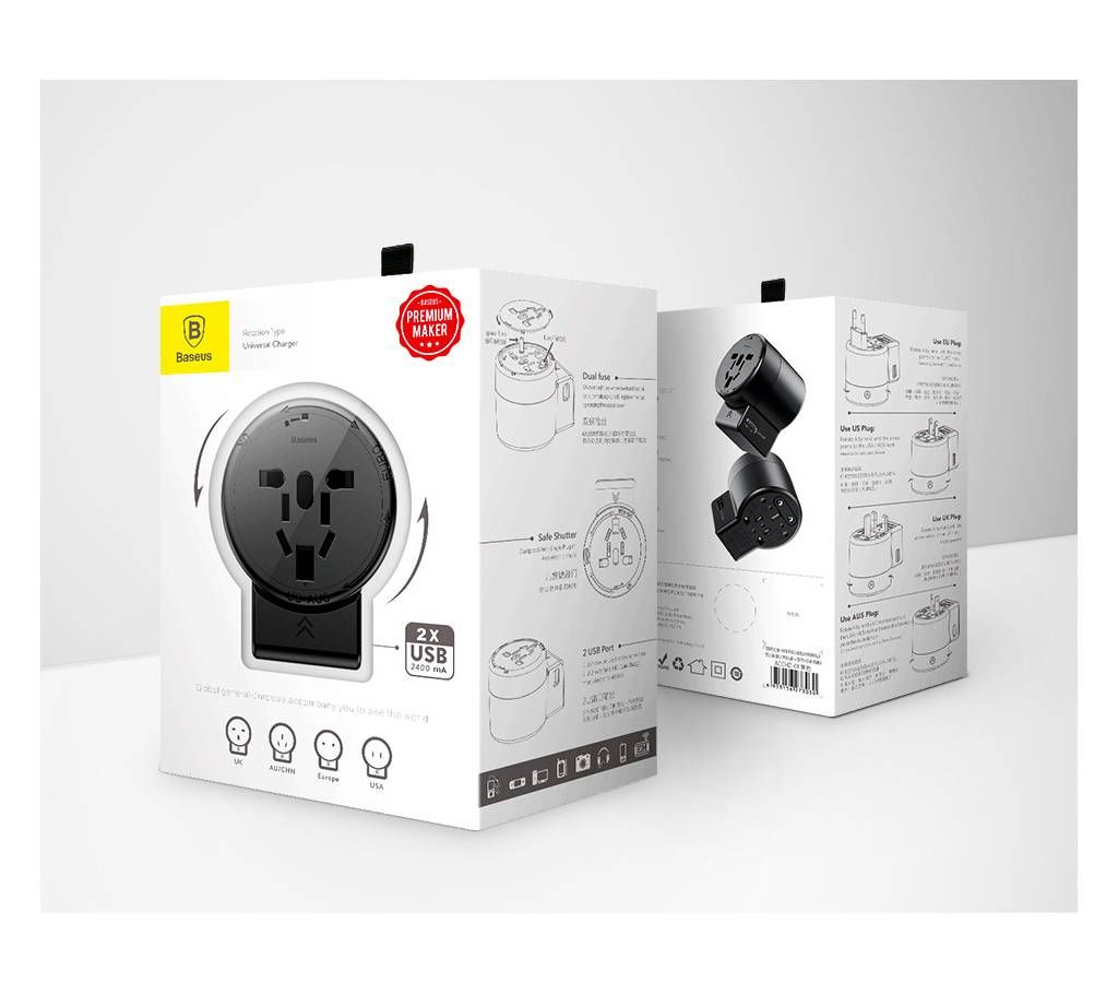 Baseus Multi-function charger dual USB power socket universal mobile phone tablet power adapter quick charger 7 - Tecio