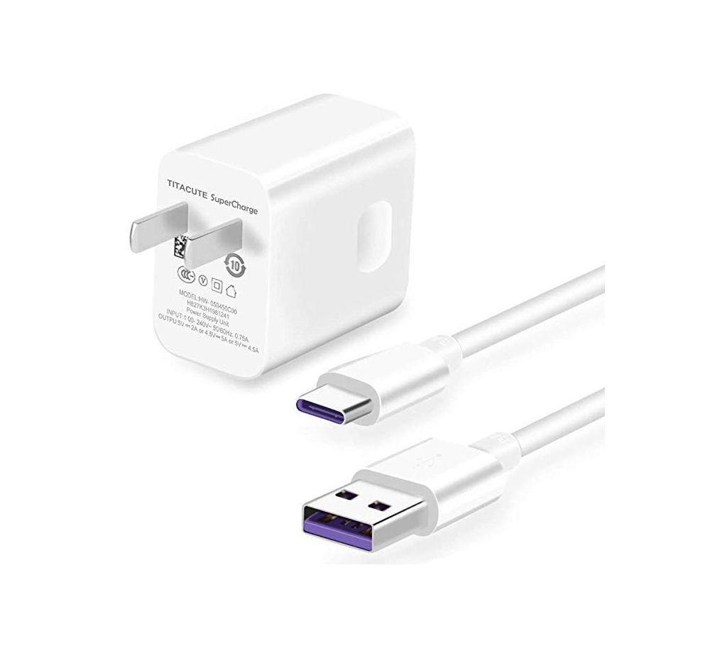 Fast Charger With Type-C Cable - White Huawei Original Super Charger Type-C