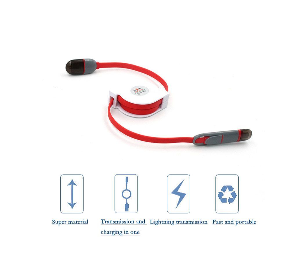 Micro Usb & iphone Telescopic two-in-one data line