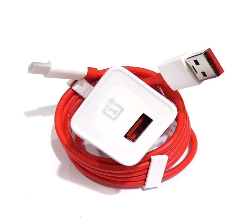 Dash Charger with Type C Cable for Oneplus  White and Red