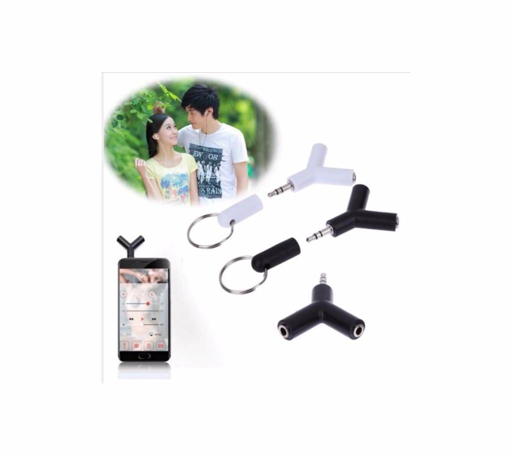 Double Jack Adapter Plug Stereo Headphone