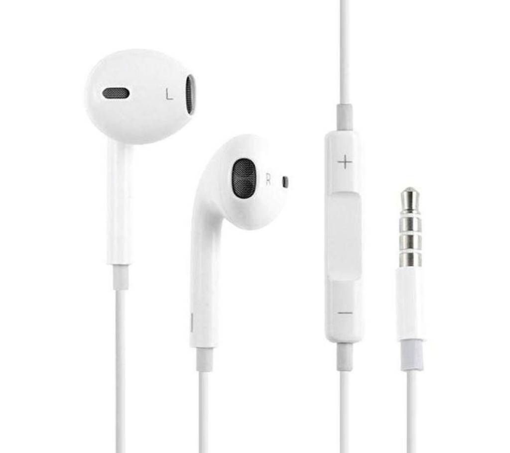 M1 Stereo Earphone With Mic and Volume Control - White