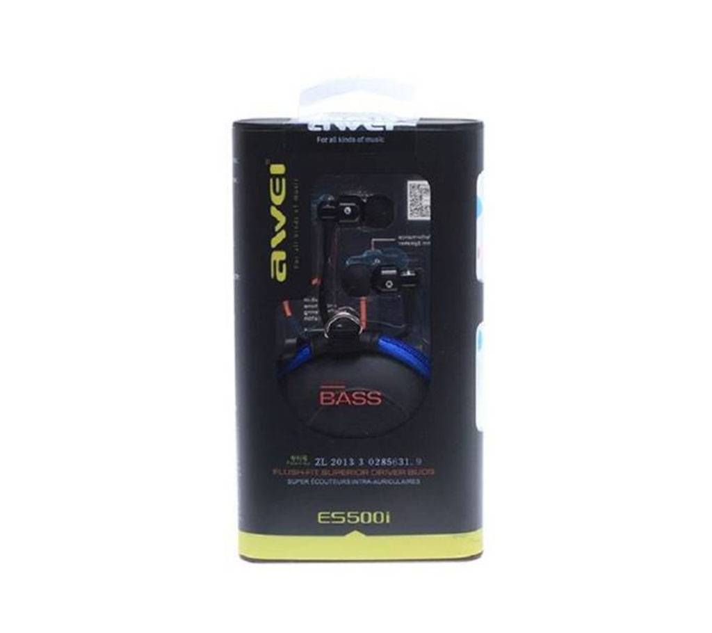 Awei ES500i Earphone - Black and Blue