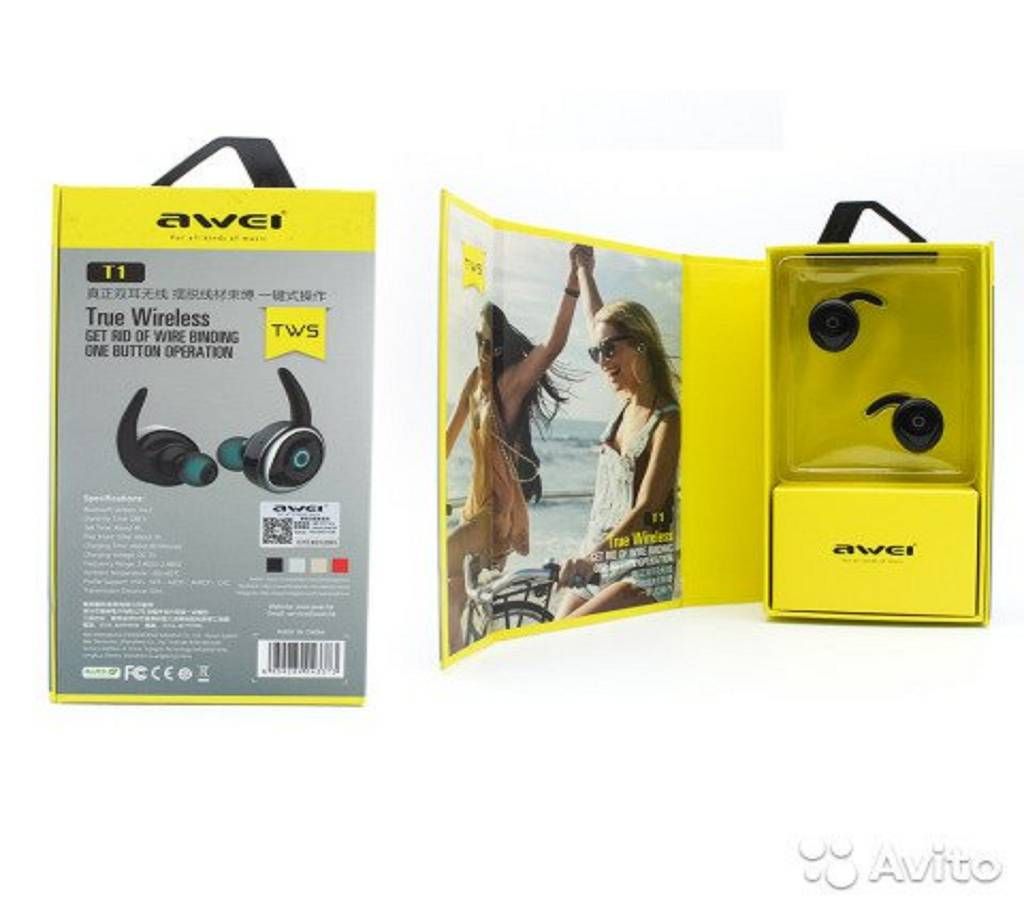AWEI T1 TWS Bluetooth Earphone Mini Bluetooth Headset Double Wireless Earbuds Cordless Headphones