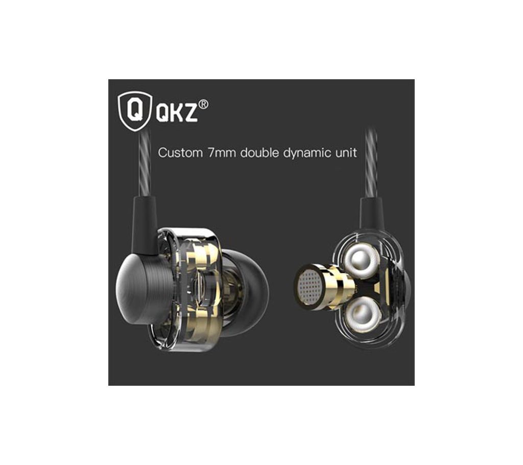QKZ DM8 Earphones Dual Driver Bass Gaming Headset Mp3 DJ Headset Noise Cancelling Headset with Mic for Smart Phone/PC/Laptop