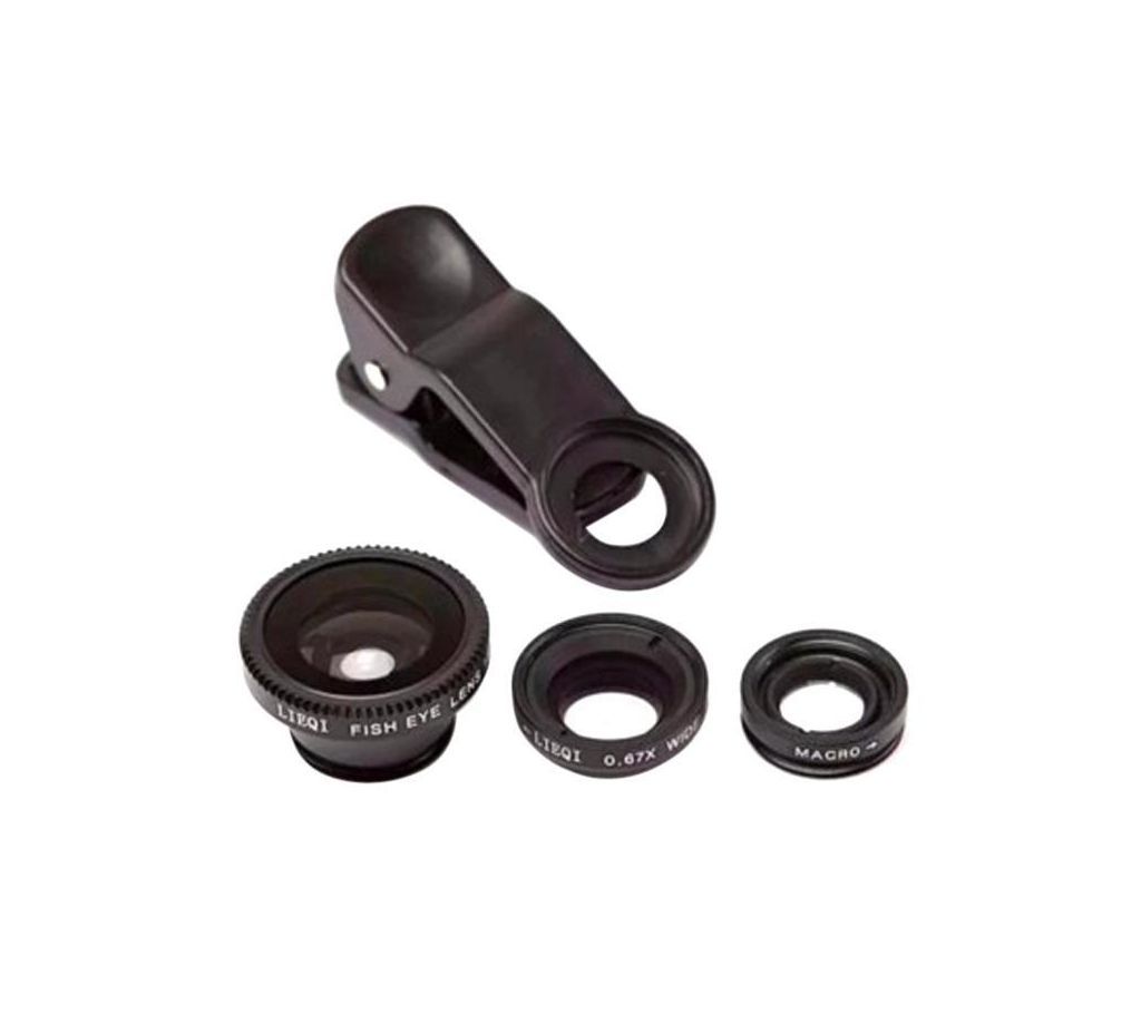 Universal 2 In 1 Clip On Fish Eye Mobile Camera Lens - Black
