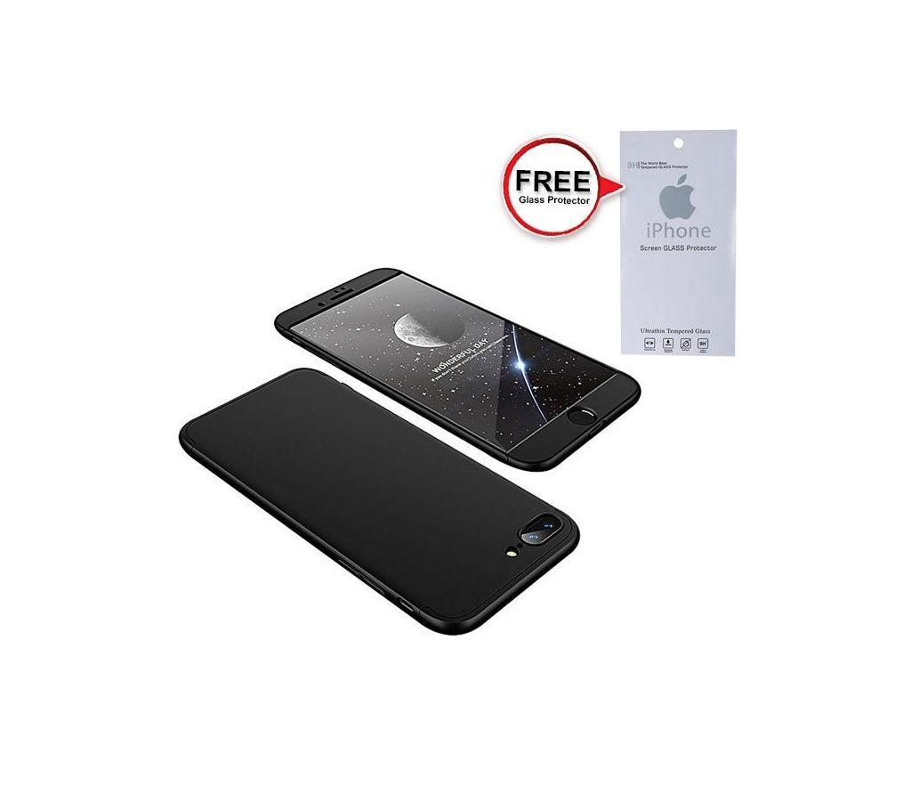 iPhone 5S 360 Degree Phone Case with Free Glass Protector - Black