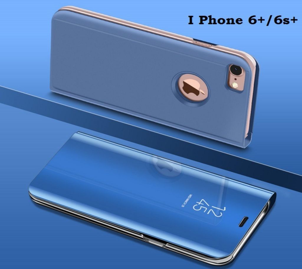 iPhone 6/6S Original Smart Luxury Plating Clear View Mirror Leather Stand Flip Cover - Blue