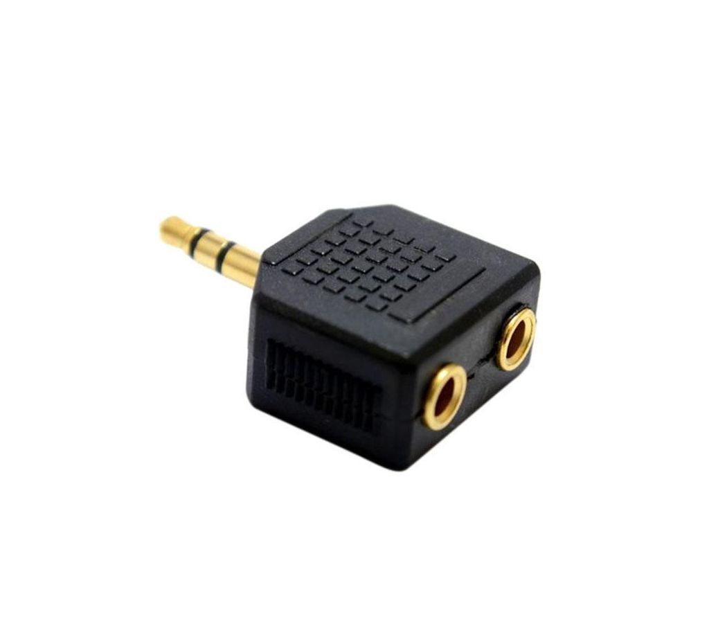 3.5mm Stereo Jack Plug 2 in 1 Socket Headphone Splitter (Black)