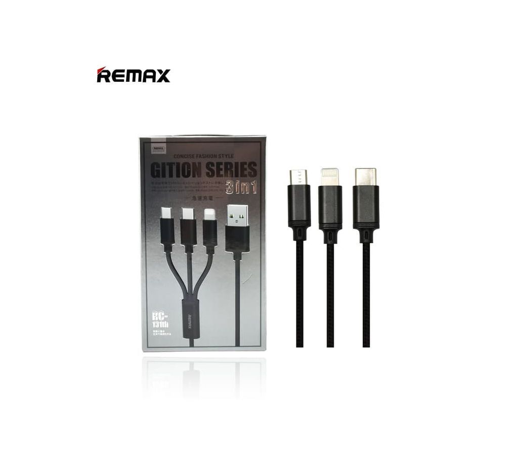 Remax Gition Cable 3 in 1 Micro USB Lightning Type C RC131th Original - Black