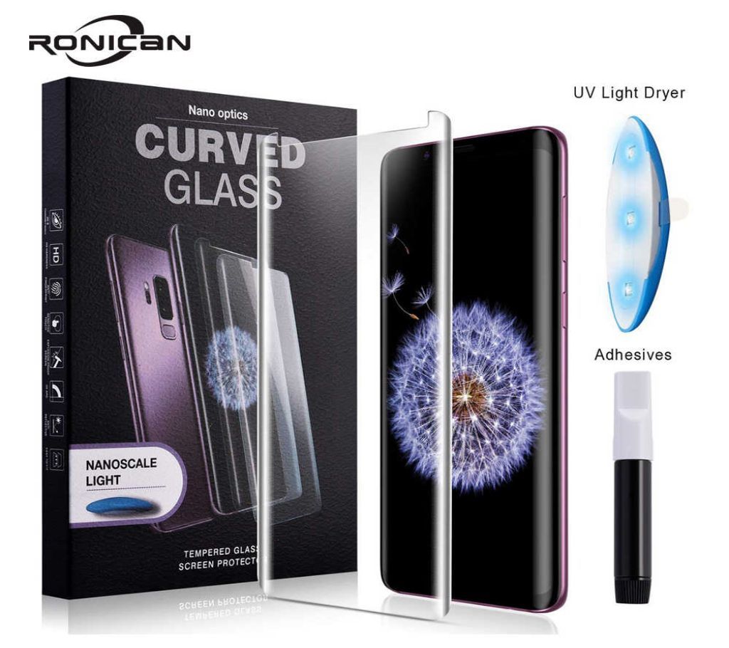 Galaxy Note 9 Nano Optics Curved Liquid Full Adhesive Glass Protector with UV light Dryer-trasferent