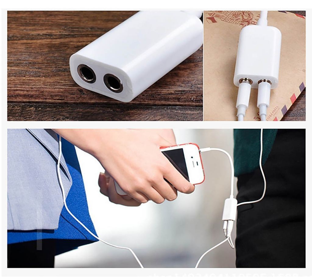 White 3.5mm Audio Jack Stereo Headphone Splitter Cable Adapter for Smartphone