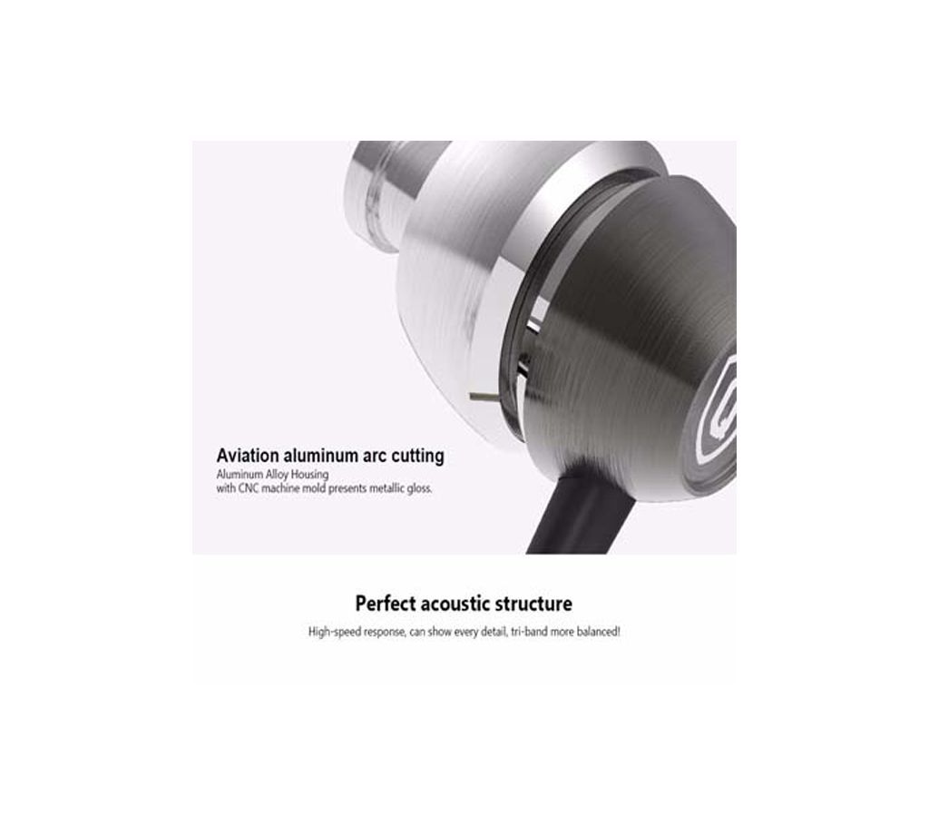GUJIAO QKZ X8M Earphone Bass Earphones Double Moding Metal Headset in-Ear Balanced Professional for DJ/POP/Rock with Gift Box with Mic Black