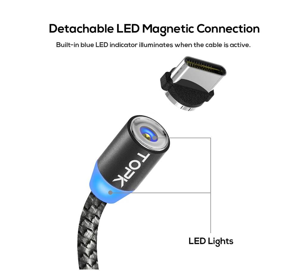 Type C  LED Magnetic USB Cable (1 Piece)