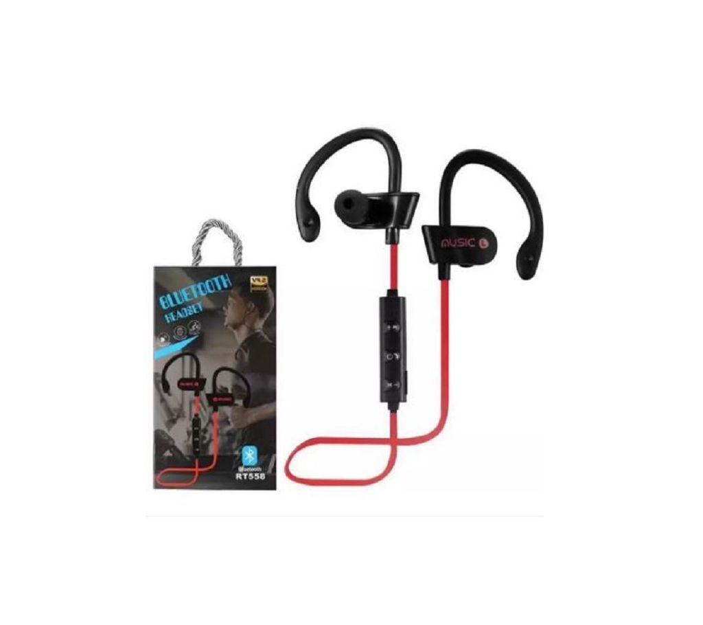RT558 L4 Super-aural Bluetooth Earphone - Red & Black