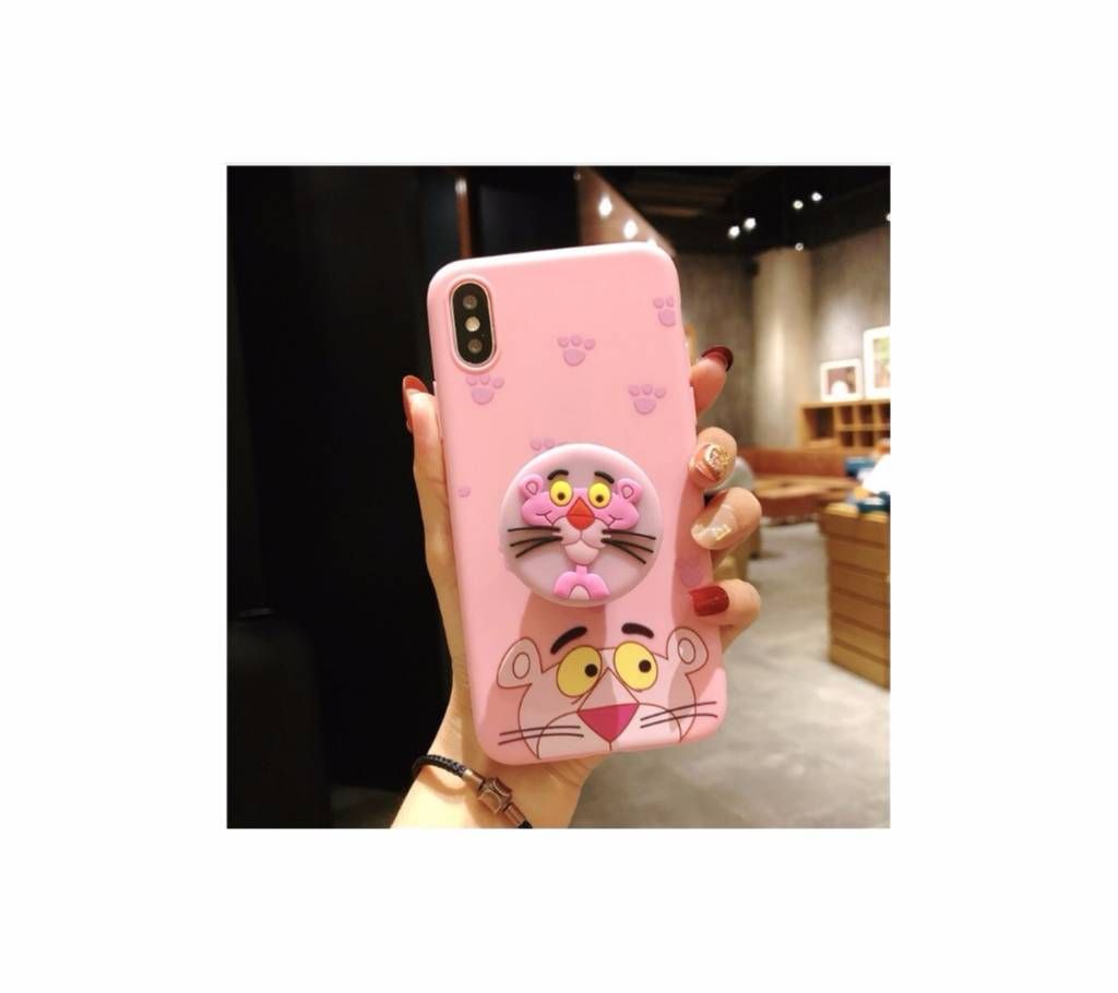 Soft Silicone Rubber Pink Panther Case for IPhone X With Pink Panther Ring holder