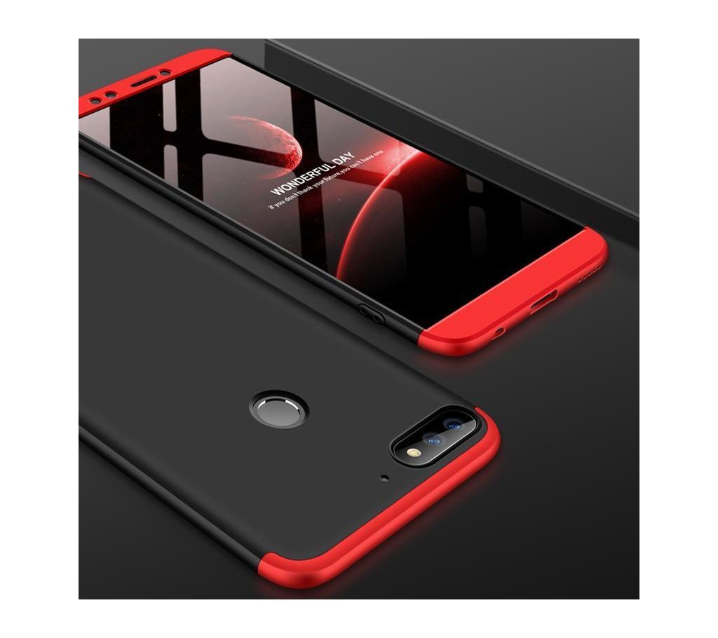 Huawei Y7 Prime (2018) 360 Degree GKK Phone Back Cover - Black _ Red