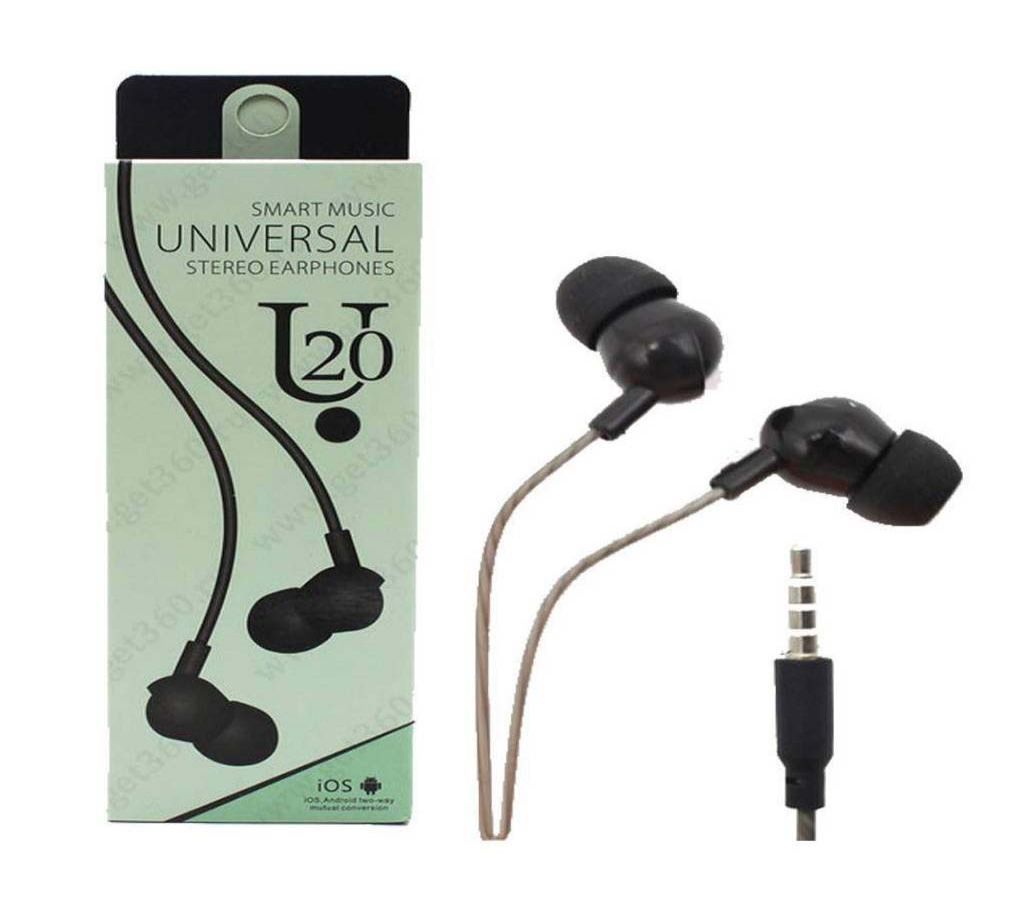 U20 Smart Universal Stereo Earphone - Black